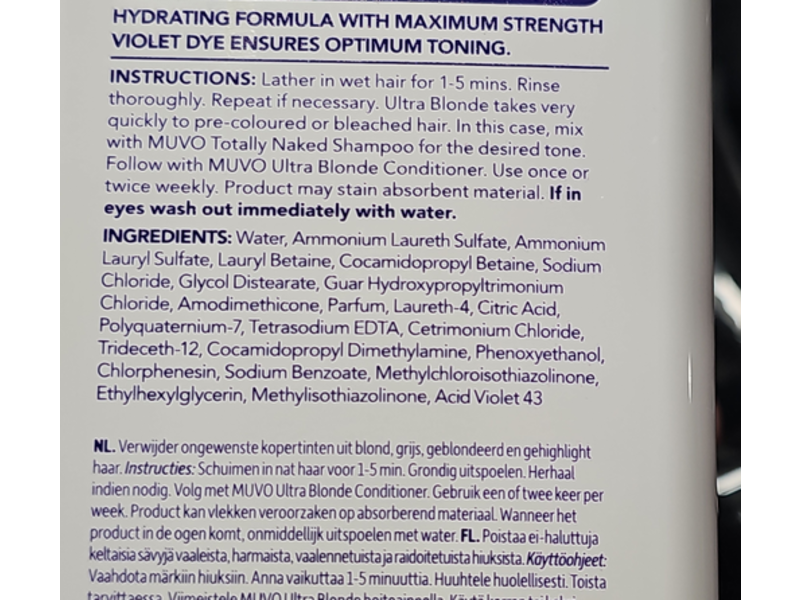 Muvo Ultra Blonde Shampoo, 33.8 fl oz/ 1L