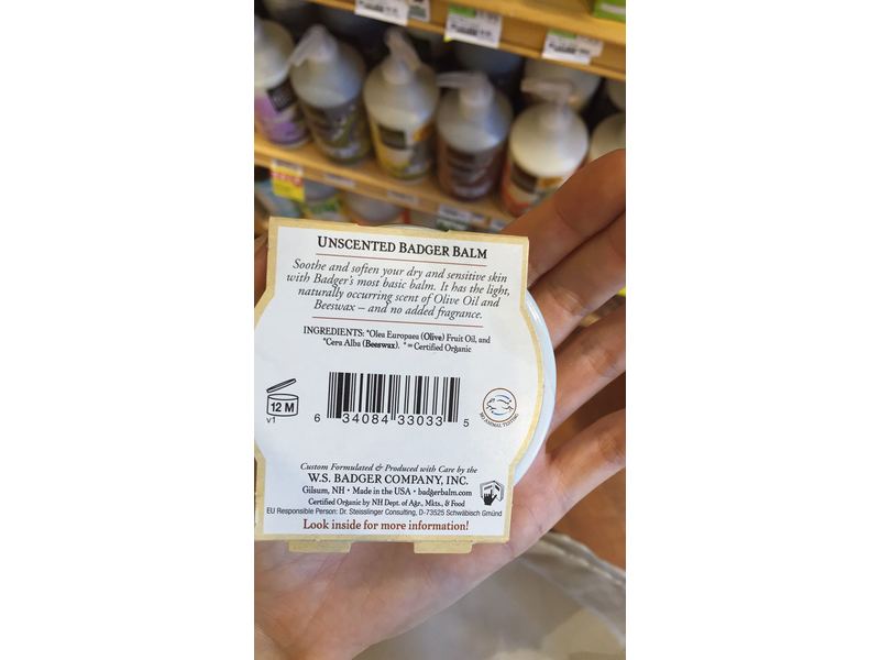 Badger Balm Unscented Handcreme - Große Dose, Mit Olivenöl & Bienenwachs, 56 G