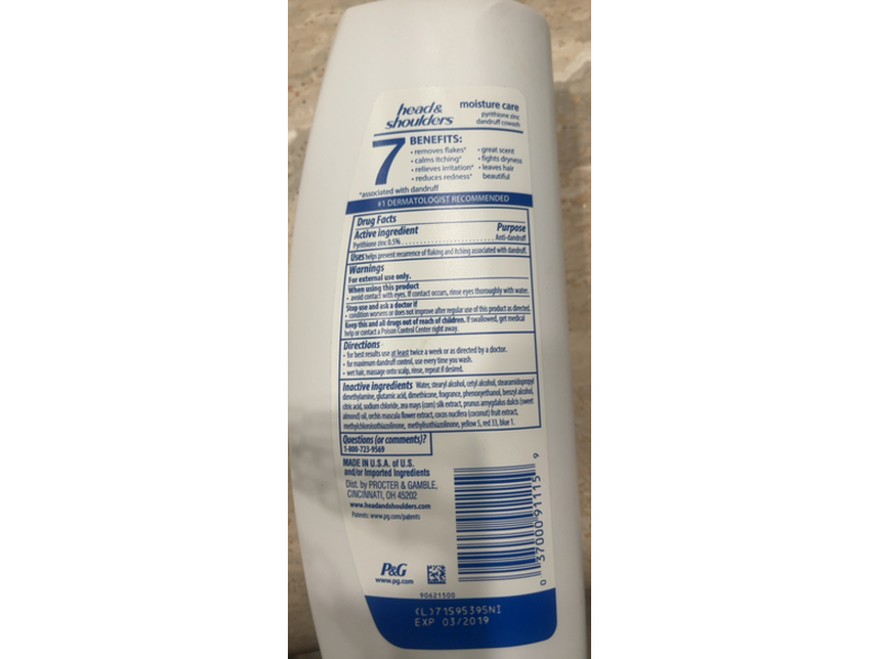 Head & Shoulders Moisture Care Anti-Dandruff Co-Wash Conditioner 12.8 fl oz/380 mL