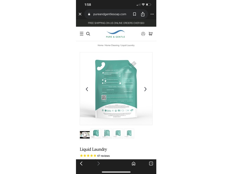 Pure & Gentle Liquid Laundry Detergent, 384 Loads, 64 fl oz/1.9 L