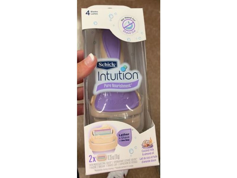Schick Intuition Pure Nourishment Razor, Coconut Milk & Almond Oil, 0.35 oz/10 g, 2 Count
