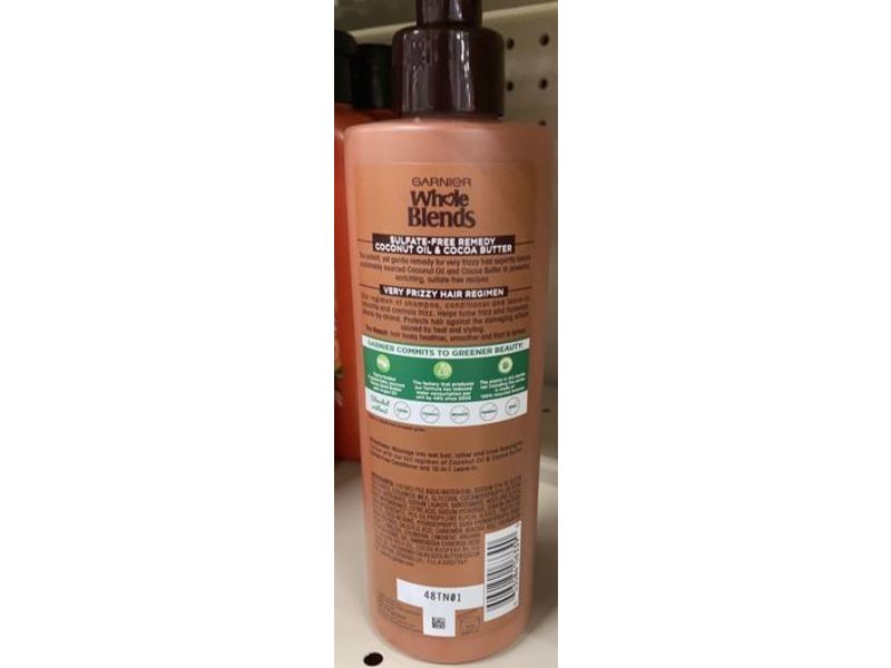 Garnier Whole Blends Taming Shampoo, Sulfate Free Remedy, Coconut Oil & Cocoa Butter, 12 fl oz/355 mL