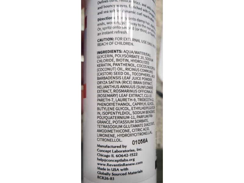 Reventin Curl Enhancing Spray, 8 fl oz/237 mL