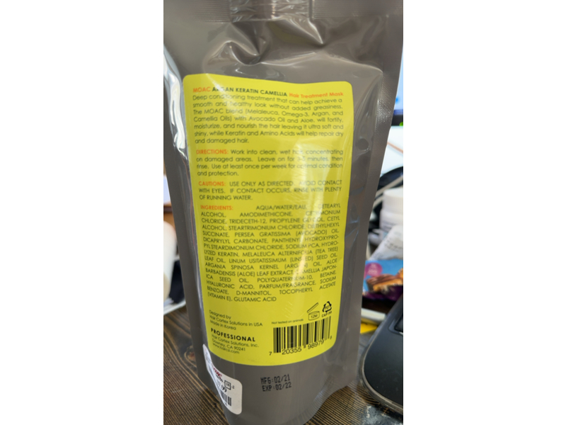 Moac Argan Keratin Camellia Hair Treatment, 13.5 fl oz/400 mL