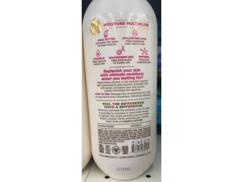 Soapbox Nourishing Body Wash, Watermelon + Peony, 20 fl oz/591 mL, Pack Of 3