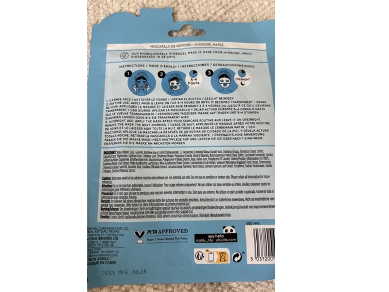 Oh K! Bio Collagen Sleep Hydrogel Mask, Vitamin C & Deep Collagen, 1.13 oz/32 g