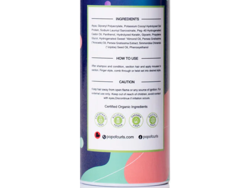 Pop Of Curls Hair Mousse, Almond & Avocado, 5.13 fl oz/150 mL