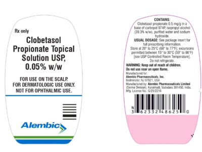 Clobetasol Propionate Topical Solution USP, 0.05 %, 50 mL, Alembic (RX)