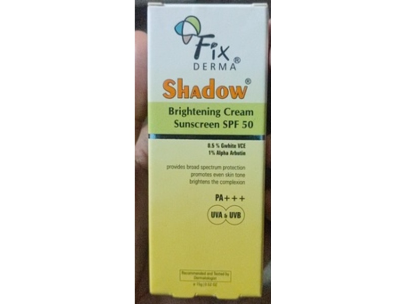 FixDerma Shadow Brightening Cream Sunscreen, SPF 50 PA+++, 0.52 oz/15 g