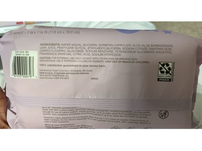 up&up Quilted Baby Wipes, Lavender Scent, 72 Ct