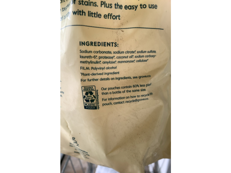 Grove Laundry Detergent Packs, Free & Clear, 45 Loads, 30.5 oz/864 g