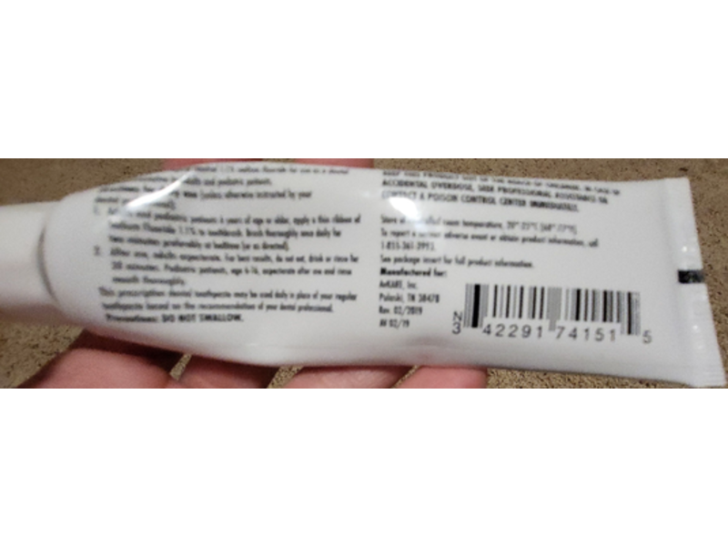 Sodium Fluoride 1.1% (1.1% Sodium Fluoride Prescription Dental Toothpaste), Spearmint,1.8 oz/51 g Avkare (RX)
