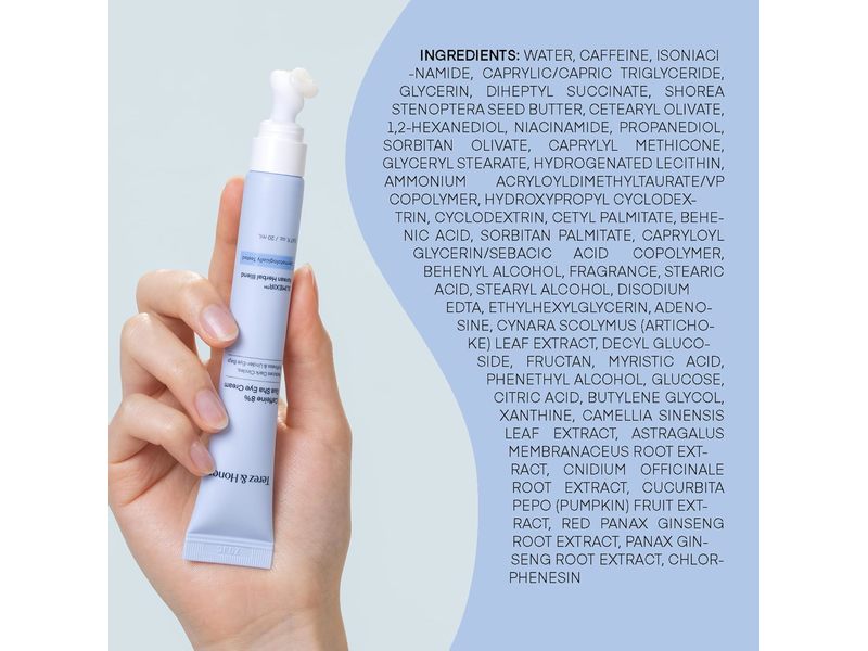 Terez & Honor Caffeine 8% Gua Sha Eye Cream, 0.67 fl oz/20 mL