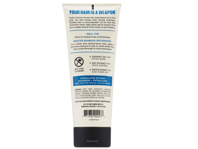 Duke Cannon Supply Co. Firm Grip Hair Gel, 7 fl oz/207 mL