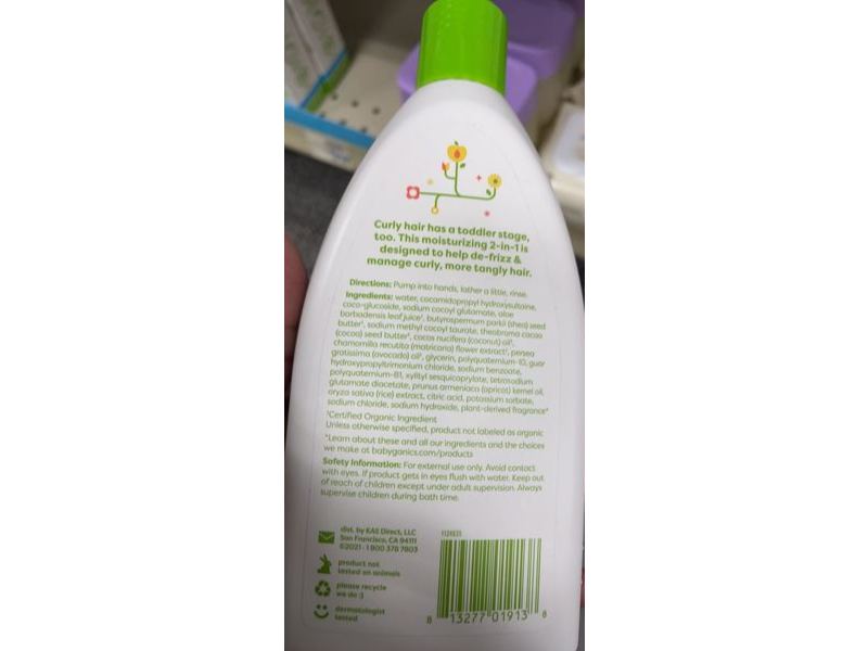 Babyganics Tots 2-In-1 Curly Shampoo & Conditioner, Apricot Chamomile, 11 fl oz/325 mL