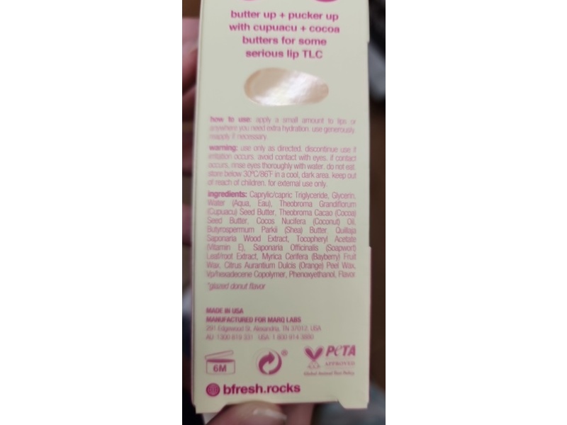 B.Fresh Kiss My Sass Glazed Donut Nourishing Lip Serum, Cupuacu + Cocoa Butters, 0.5 fl oz/15 mL