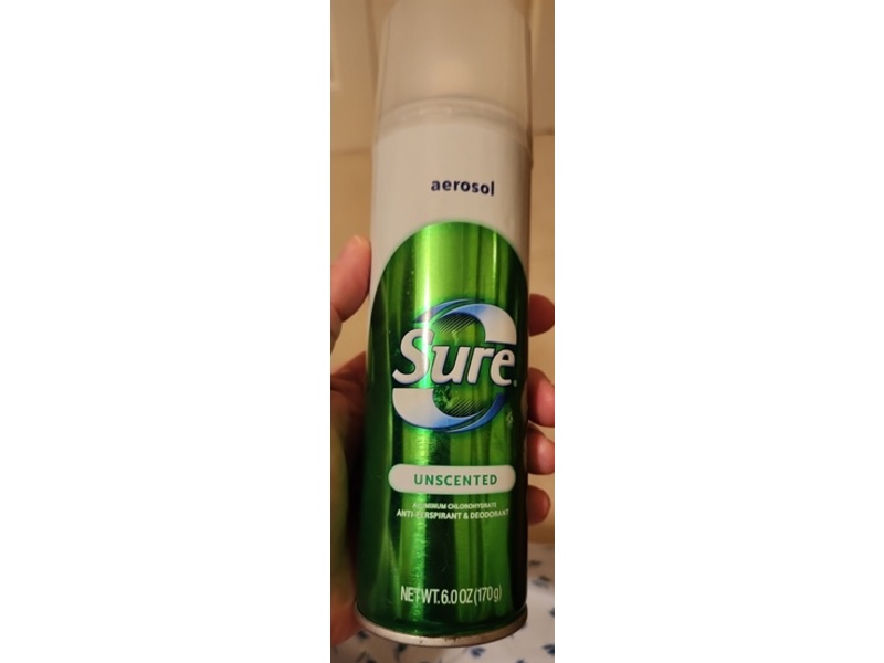 Sure Aerosol Anti-Perspirant & Deodorant, Unscented, 6 oz/170 g