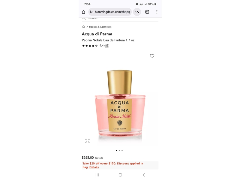 Acqua Di Parma Eau De Parfum, Peonia Nobile, 1.7 oz/50 mL