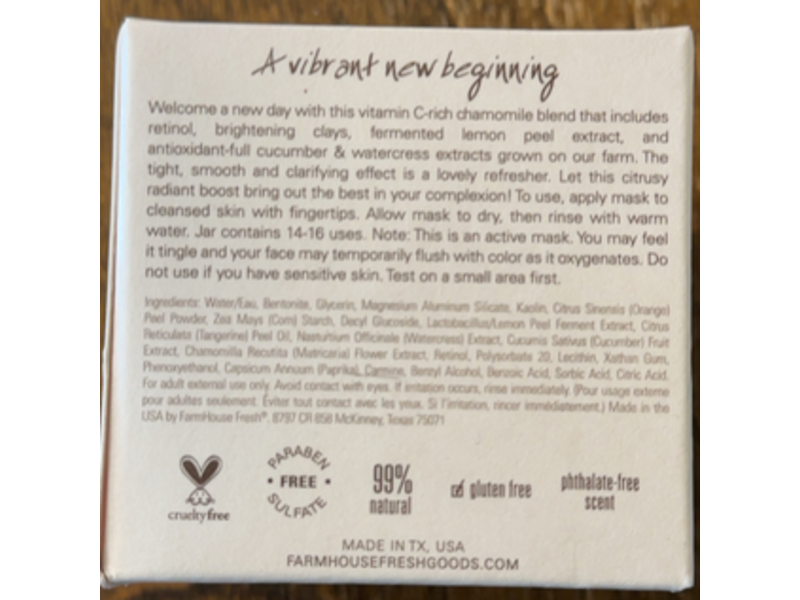 Farm House Fresh Mighty Brightening Mask, Brighty, Vitamin C + Chamomile