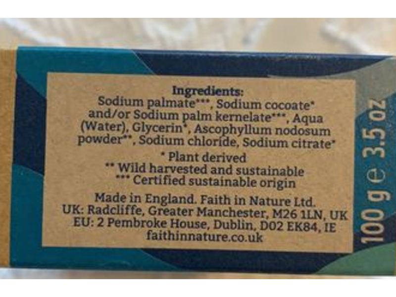 Faith In Nature Hand Made Soap, Fragrance Free, 3.5 oz/100 g