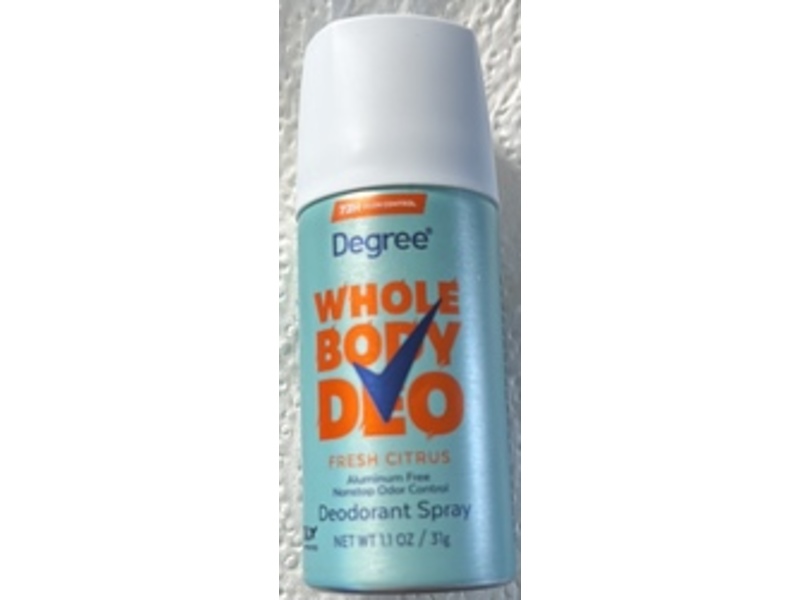 Degree Whole Body Deodorant Spray, Fresh Citrus, 1.1 oz/31 g