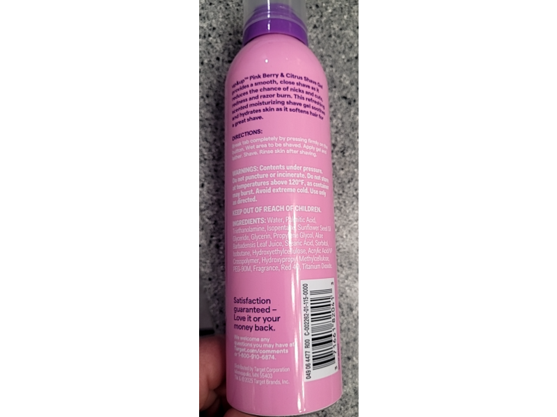Up & Up Sensitive Skin Shave Gel, Pink Berry & Citrus, 7 oz/198.4 g
