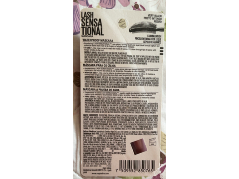 Maybelline Lash Sensational Waterproof Mascara, Black, 0.30 fl oz/9 mL