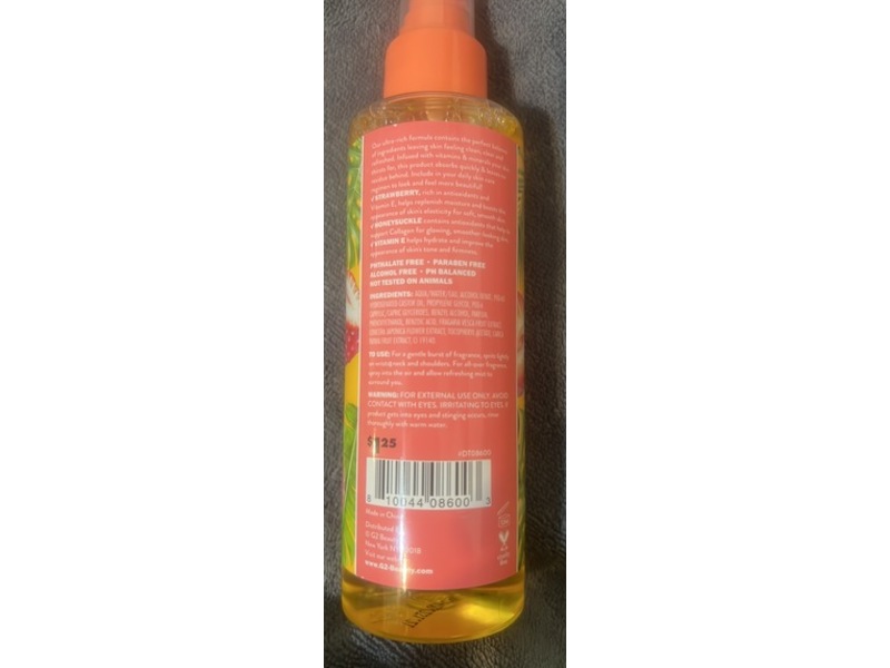 Global Beauty Care Smoothing Body & Hair Mist, Strawberry + Honeysuckle, 6 fl oz/177 mL