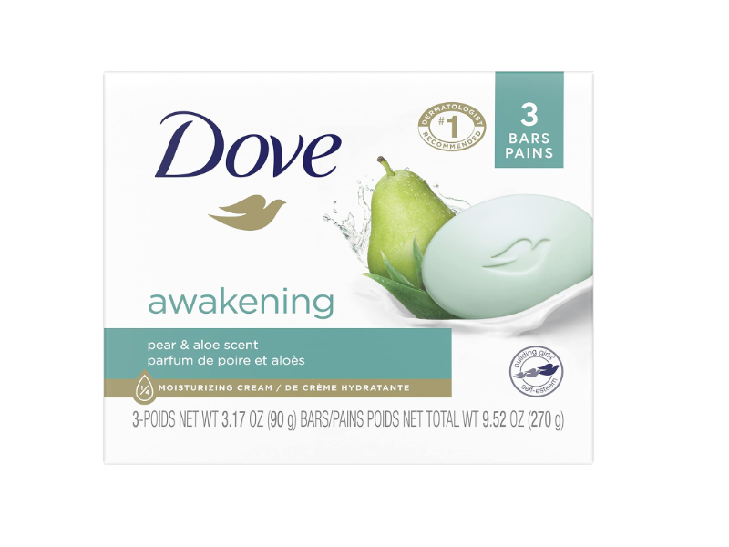 Dove Go Fresh Awakening Beauty Bar, Peer & Aloe Vera, 3.17 oz/90 g, Pack Of 3