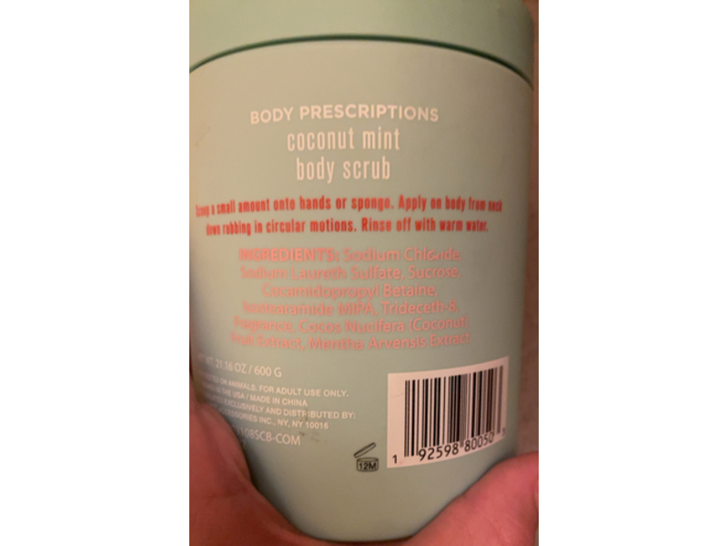 Body Prescriptions Body Scrub, Coconut Mint, 21.16 oz/600 g