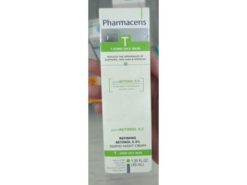 Pharmaceris T Zone Oily Skin Dermo Night Cream, Pure Retinol 0.3, 1.35 fl oz/40 mL