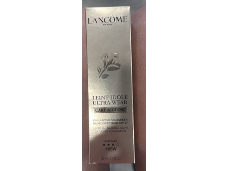 Lancome Teint Idole Ultra Wear Care & Glow Longwear Foundation, SPF 27 105W, 1 fl oz/30 mL