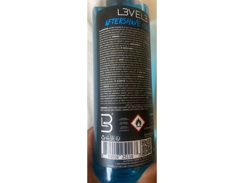 L3 Level 3 After Shave Cologne, Aqua, 13.5 fl oz/400 mL