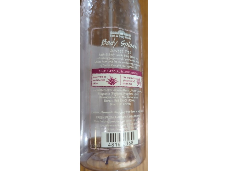 Bath & Body Works Body Splash, Sweet Pea, 8 fl oz/236 mL