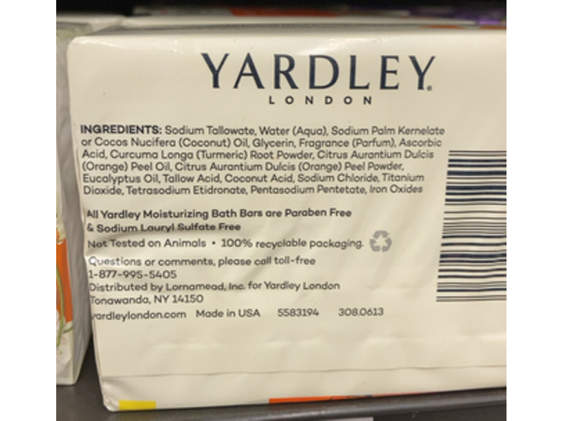Yardley London Moisturizing Bath Bar, Vitamin C, 8.0 oz/226 g, Pack Of 2