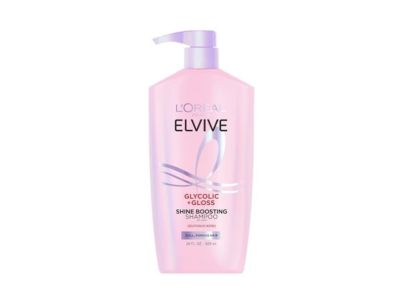 L'Oreal Paris Elvive Glycolic + Gloss Shine Boosting Shampoo, Glycolic Acid, 28 fl oz/828 mL