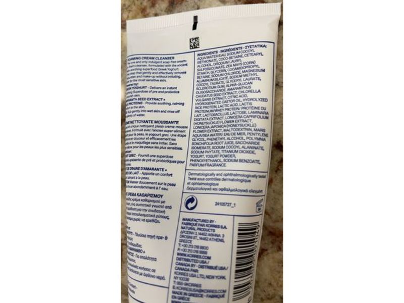 Korres Foaming Cream Cleanser, Greek Yoghurt, 5.07 fl oz/150 mL