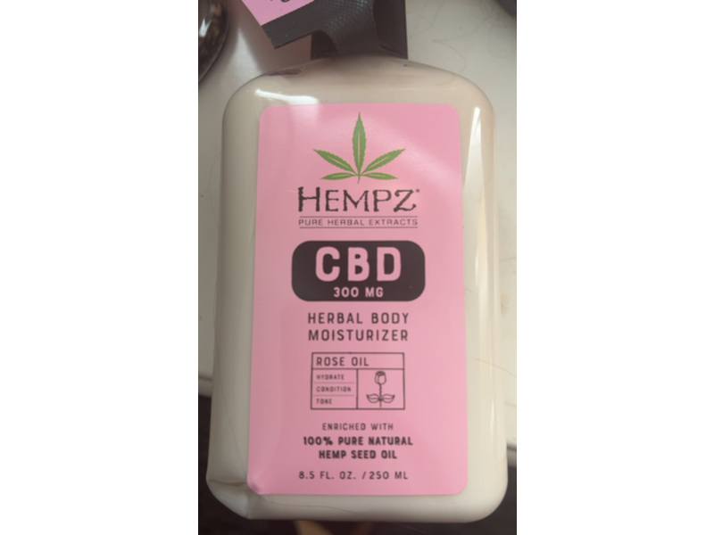 Hempz Herbal Body Moisturizer, Rose Oil, 8.5 fl oz/250 mL