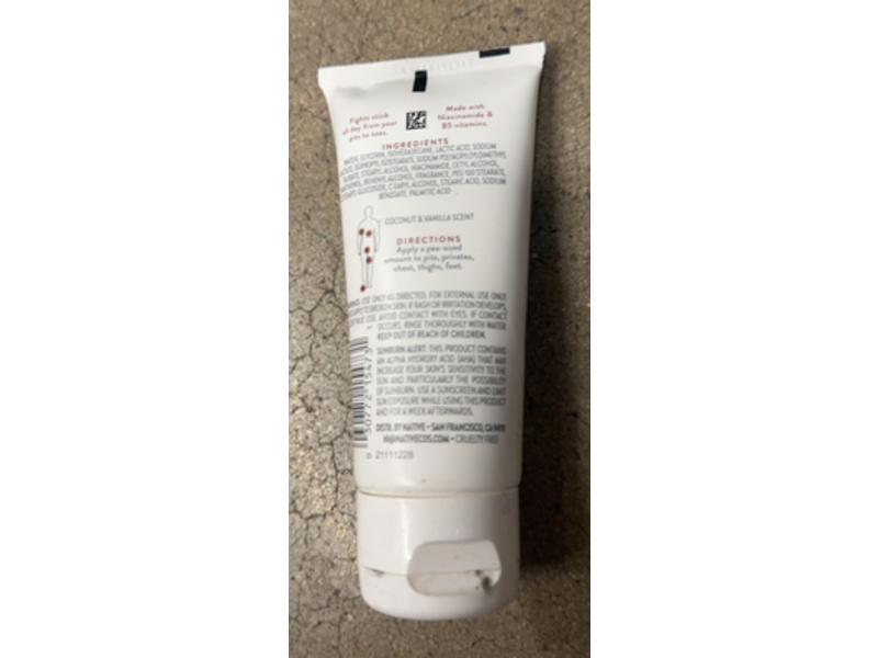 Native Whole Body Cream Deodorant, Coconut & Vanilla, 3 oz/85 g