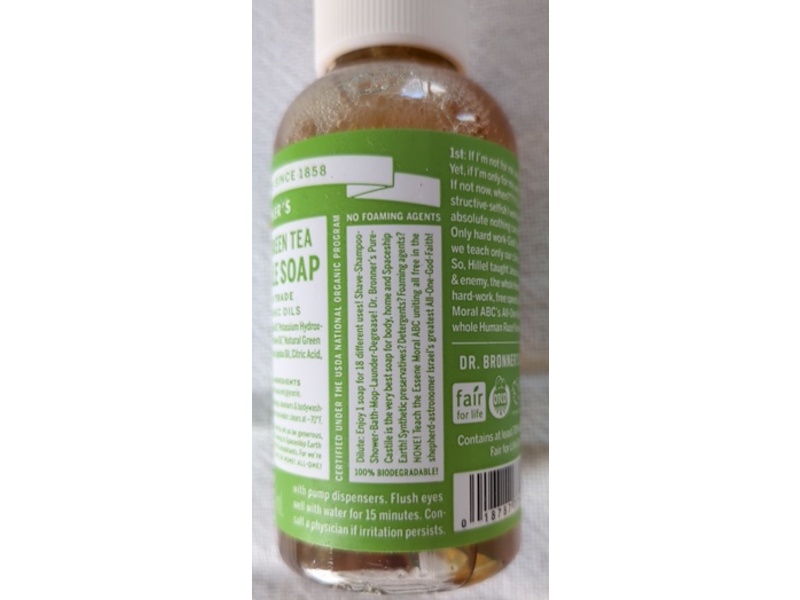 Dr Bronner’s 18-In-1 Hemp Green Tea Pure-Castile Soap, 2 fl oz/59 mL