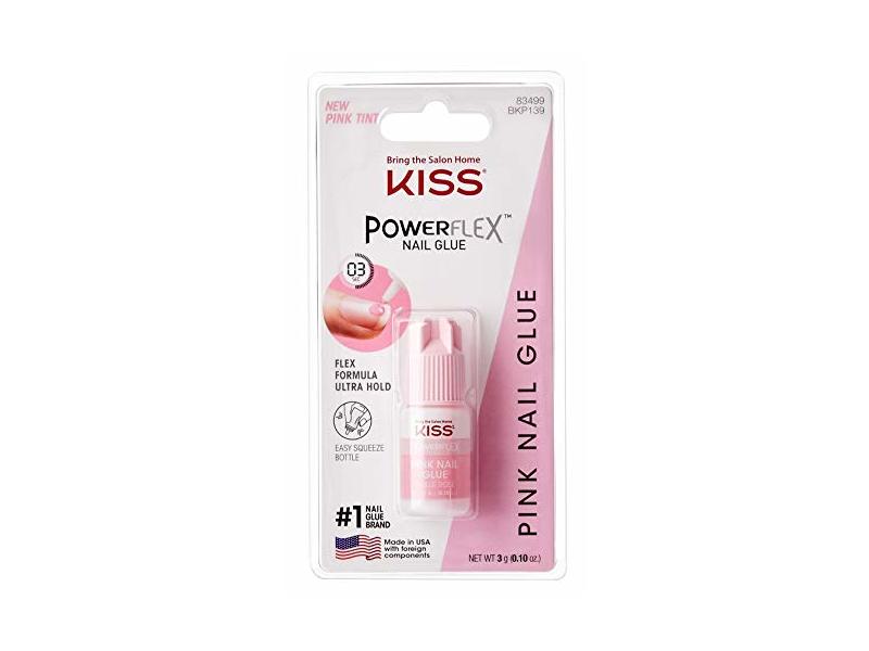 Kiss Powerflex Nail Glue, Pink Tint, 0.10 oz/3 g