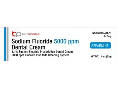 Sodium Fluoride 5000 Dental Cream, Spearmint, 1.8 oz/51 g, BurelPharma (Rx)