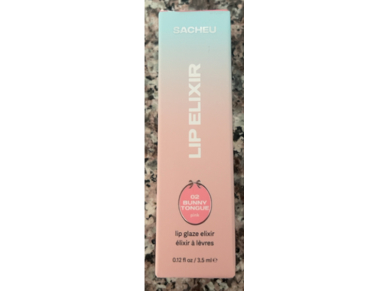 Sacheu Lip Glaze Elixir, 02 Bunny Tongue, 0.12 fl oz/3.5 mL
