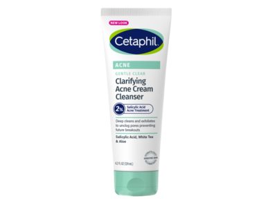 Cetaphil Gentle Clear Clarifying Acne Cream Cleanser, 4.2 fl oz/124 mL