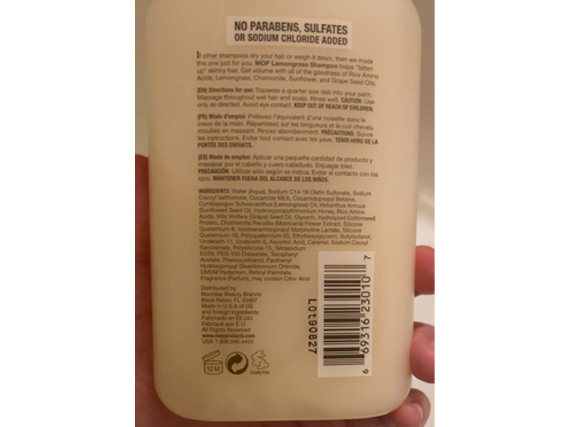 Mop Lemongrass Volume Shampoo, 8.45 fl oz/250 mL