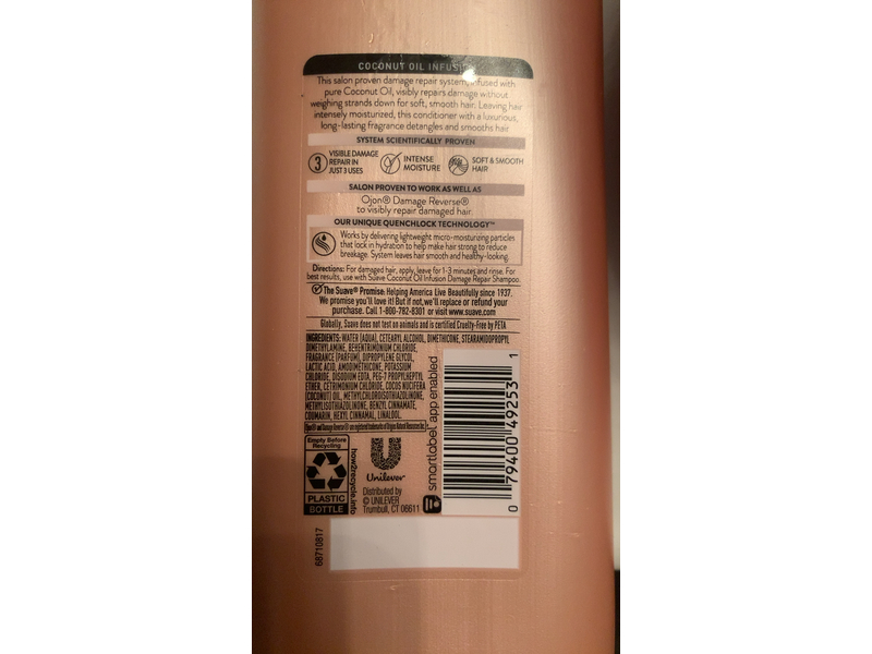 Suave Damage Repair Conditioner, Coconut Oil, 18 fl oz/532 mL