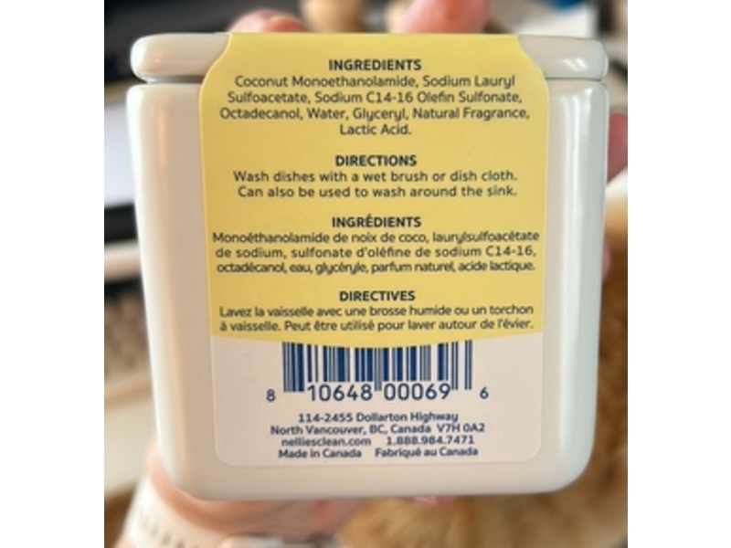 Nellie's Dish Butter Dishwashing Soap, White, 1 Count