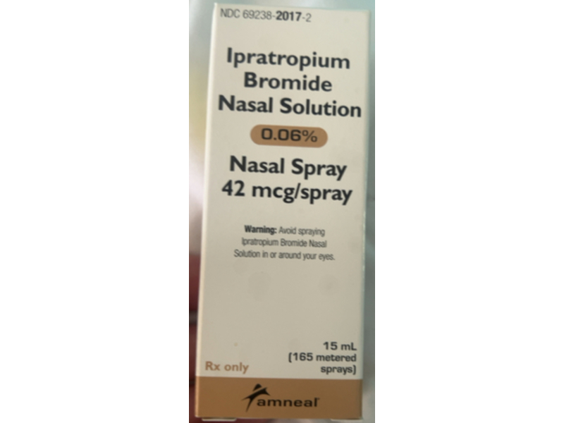 Ipratropium Bromide Nasal Solution 0.06%, 15 mL, Amneal Pharmaceuticals (Rx)