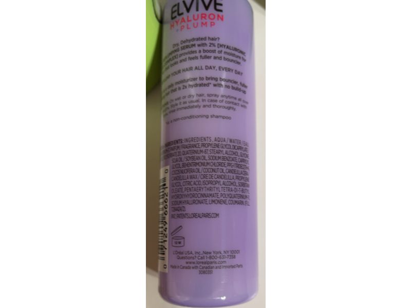 L'Oreal Paris Elvive Hyaluron + Plump Repluming Serum, 4.4 fl oz/130 mL