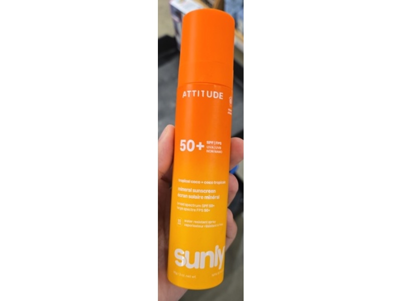Attitude Sunly Mineral Sunscreen, Tropical Coco, SPF 50+, 3 oz/85 g